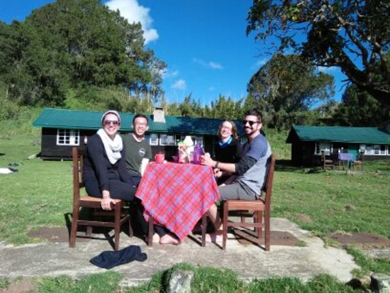 clients having a good time at mt kenya chogoria bandas.